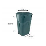 ECOSolution 32 Gallon Wheeled Outdoor Large Trash Can with Attached Snap Lock Lid and Heavy-Duty Handles, ECO Green, Heavy-Duty Construction, Perfect Back Yard, Deck, or Garage, Pack of 2
