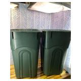 ECOSolution 32 Gallon Wheeled Outdoor Large Trash Can with Attached Snap Lock Lid and Heavy-Duty Handles, ECO Green, Heavy-Duty Construction, Perfect Back Yard, Deck, or Garage, Pack of 2