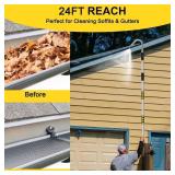 Gutter Cleaning Tools, 16FT Reach Telescopic Gutter Cleaning Tools from Ground, Rain Cleaners Tool with Heavy Duty Gutter Wand