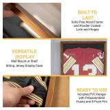 HBCY Creations 24x36 Rustic Brown Jersey Display Case - Solid Wood with Acrylic Window - Anti-Theft Lock with 2 Keys - for All Types of Jerseys