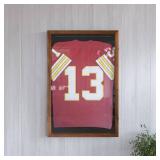 HBCY Creations 24x36 Rustic Brown Jersey Display Case - Solid Wood with Acrylic Window - Anti-Theft Lock with 2 Keys - for All Types of Jerseys