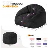 Retails for $130! HABUTWAY Bean Bag Chair, Giant Bean Bag Chairs for Adults with Ottoman, Comfy Faux Fur Shell-Shaped Bean Bag Couch, Sofa Chair for Living Room, Bedroom, Black