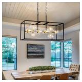 Retails for $190! TOCHIC 12-Light Black and Gold Rectangle Chandelier, Modern Bubble Farmhouse Ceiling Light with Clear Glass for Dining Room, 35 Inch Large Lighting Fixture for Kitchen Island, Bedroo