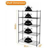 Elevon 5-Shelf Adjustable, Heavy Duty Storage Shelving Unit (350 lbs Loading Capacity per Shelf), Steel Organizer Wire Rack, Black (35.4" L x 13.8" W x 69.3" H)