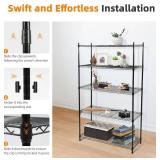 Elevon 5-Shelf Adjustable, Heavy Duty Storage Shelving Unit (350 lbs Loading Capacity per Shelf), Steel Organizer Wire Rack, Black (35.4" L x 13.8" W x 69.3" H)