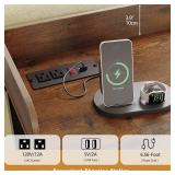 GiftGo Overbed Table with Wheels Portable Rolling Queen Size Mobile Bed Desk with Adjustable Tilt Stand Standing Laptop Cart with Outlets & USB Ports (Rustic Brown, 71 inches)