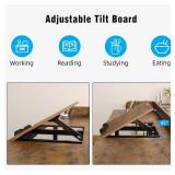 GiftGo Overbed Table with Wheels Portable Rolling Queen Size Mobile Bed Desk with Adjustable Tilt Stand Standing Laptop Cart with Outlets & USB Ports (Rustic Brown, 71 inches)