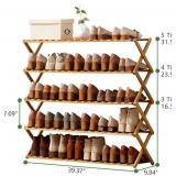 Choclaif Shoe Racks for Closet, Shoe Shelf Bamboo Shoe Rack for Bedroom, Entryway Hallway Closet Living Room Organizer(5 Tier)