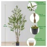 6ft (71 ) Artificial Olive Tree, Tall Fake Olive Plant with Basket, Faux Olive Silk Tree for Mordern Indoor Home Livingroom Office Floor Corner D cor