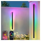 Retails for $200! 2 Pack Outdoor RGB Long Wall Lights, 47.2inch Wall Lights RGB/Warm/White Dimmable Modern Led Wall Lighting, Ip65 Waterproof Wall Sconce with Remote APP Control for Outdoor/Indoor Par