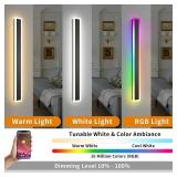 Retails for $200! 2 Pack Outdoor RGB Long Wall Lights, 47.2inch Wall Lights RGB/Warm/White Dimmable Modern Led Wall Lighting, Ip65 Waterproof Wall Sconce with Remote APP Control for Outdoor/Indoor Par