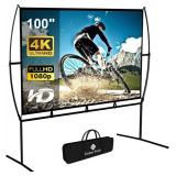 Projector Screen with Stand Foldable Portable Movie Screen 16 9 , HD 4K Double Sided Indoor Outdoor Projection Screen for Home Theater (100 Inch)