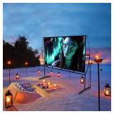 Projector Screen with Stand Foldable Portable Movie Screen 16 9 , HD 4K Double Sided Indoor Outdoor Projection Screen for Home Theater (100 Inch)