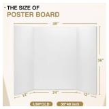 Chell 36" x 48" Large Trifold Poster Board, 2 Pack, White Corrugated Project Boards for Science Fair, School Projects, Event Displays and Business Presentations