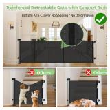 96 Inch Wide Reinforced Retractable Baby Gate with Support Rods, Extra Long Dog Gate Retractable Gate Outdoor Gates for Decks, Prevent Crawling Under Extra Long Baby Gates for Large Openings, Black
