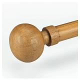 Adjustable 36-72 Inch Faux Wood Curtain Rods, 1 Inch Diameter with Wood Grain Round Finials, Fits 24-68 Inches Small to Medium Windows, Heavy Duty Decorative Window Drapery Rod