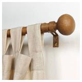Adjustable 36-72 Inch Faux Wood Curtain Rods, 1 Inch Diameter with Wood Grain Round Finials, Fits 24-68 Inches Small to Medium Windows, Heavy Duty Decorative Window Drapery Rod