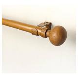 Adjustable 36-72 Inch Faux Wood Curtain Rods, 1 Inch Diameter with Wood Grain Round Finials, Fits 24-68 Inches Small to Medium Windows, Heavy Duty Decorative Window Drapery Rod