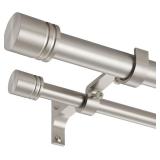 Double Curtain Rods 72-144 Inches for Windows, 1 Inch Diameter Adjustable Heavy Duty Drapery Rod with Aluminum Alloy Brackets and Finials, Modern Stylish Dual Curtains Rod, Brushed Nickel