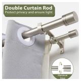 Double Curtain Rods 72-144 Inches for Windows, 1 Inch Diameter Adjustable Heavy Duty Drapery Rod with Aluminum Alloy Brackets and Finials, Modern Stylish Dual Curtains Rod, Brushed Nickel