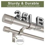 Double Curtain Rods 72-144 Inches for Windows, 1 Inch Diameter Adjustable Heavy Duty Drapery Rod with Aluminum Alloy Brackets and Finials, Modern Stylish Dual Curtains Rod, Brushed Nickel