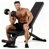 Retails for $150! Adjustable Weight Bench with 12x4x4 Positions, 1200LB Heavy Duty Workout Bench for Home Gym, Commercial Incline-Flat-Decline Bench Press for Full Body Fitness, Fully Upright Backrest