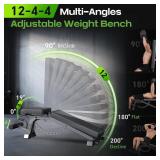 Retails for $150! Adjustable Weight Bench with 12x4x4 Positions, 1200LB Heavy Duty Workout Bench for Home Gym, Commercial Incline-Flat-Decline Bench Press for Full Body Fitness, Fully Upright Backrest