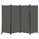 MAYOLIAH 4 Panel Folding Privacy Screen, 6.7 ft. Wide Partition Room Divider Portable Office Walls Dividers Room Separator, Grey