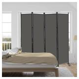 MAYOLIAH 4 Panel Folding Privacy Screen, 6.7 ft. Wide Partition Room Divider Portable Office Walls Dividers Room Separator, Grey