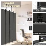 MAYOLIAH 4 Panel Folding Privacy Screen, 6.7 ft. Wide Partition Room Divider Portable Office Walls Dividers Room Separator, Grey