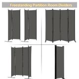 MAYOLIAH 4 Panel Folding Privacy Screen, 6.7 ft. Wide Partition Room Divider Portable Office Walls Dividers Room Separator, Grey