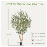 Retails for $160! Majestic Faux Olive Tree 7 feet Artificial Olive Tree Indoor & Outdoor with Lifelike Leaves & Textured Branches for Living Room, Office, Entryway,Patio