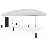 Retails for $200! 10x20 Pop Up Canopy - Instant Setup Beach Tent with Wheeled Carry Bag, 12 Sandbags & 6 Guy Lines, Portable Sun Shade for Camping, Events, Silver Coated Top, White