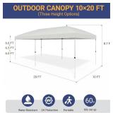 Retails for $200! 10x20 Pop Up Canopy - Instant Setup Beach Tent with Wheeled Carry Bag, 12 Sandbags & 6 Guy Lines, Portable Sun Shade for Camping, Events, Silver Coated Top, White
