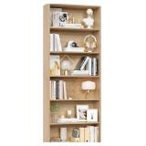 FOTOSOK 6-Tier Open Bookcase and Bookshelf, Freestanding Display Storage Shelves Tall Bookshelf Bookcase for Bedroom, Living Room and Office, Light Oak