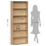 FOTOSOK 6-Tier Open Bookcase and Bookshelf, Freestanding Display Storage Shelves Tall Bookshelf Bookcase for Bedroom, Living Room and Office, Light Oak