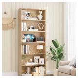 FOTOSOK 6-Tier Open Bookcase and Bookshelf, Freestanding Display Storage Shelves Tall Bookshelf Bookcase for Bedroom, Living Room and Office, Light Oak