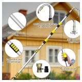 Buyplus 16FT(24FT Reach) Telescopic Gutter Cleaning Tools from The Ground, Rain Gutter Cleaners Tool with 360 Rotatable Metal Nozzle, Extension Pole, Hose Attachment, Watering Wand for Garden Hose