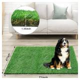 THREE ORANGES Artificial Dog Grass Pads,Reusable Dog Training Mat Green Turf Rug with Drainage Holes for Outdoor Indoor, Porch, Patio, Balcony (71 * 47 * 1.35inch)
