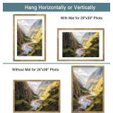 iRahmen 24x36 Poster Frame Set of 2 with Plexiglass, Wooden Rustic Brown Frames Display 20x30 Picture with Mat or 24 x 36 Without Mat, Wall Gallery Mounting Horizontal and Vertical