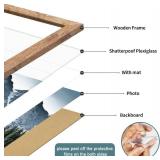 iRahmen 24x36 Poster Frame Set of 2 with Plexiglass, Wooden Rustic Brown Frames Display 20x30 Picture with Mat or 24 x 36 Without Mat, Wall Gallery Mounting Horizontal and Vertical