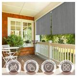 SEEYE Outdoor Sunshade Roller Shades 60" W x 72" H, Cordless Roll Up Shade Blinds Privacy Screen with 90% UV Protection, Exterior Patio Shade Cloth for Porch Pergola Balcony Windows, Dark Grey