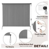 SEEYE Outdoor Sunshade Roller Shades 60" W x 72" H, Cordless Roll Up Shade Blinds Privacy Screen with 90% UV Protection, Exterior Patio Shade Cloth for Porch Pergola Balcony Windows, Dark Grey