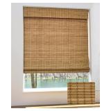 Cordless Bamboo Roman Shades for Windows, Blinds Size (33.5" W 64" H) Colour (Eastfield Teak)