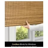 Cordless Bamboo Roman Shades for Windows, Blinds Size (33.5" W 64" H) Colour (Eastfield Teak)