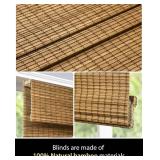 Cordless Bamboo Roman Shades for Windows, Blinds Size (33.5" W 64" H) Colour (Eastfield Teak)