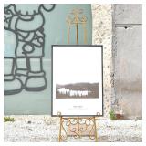 55" X 18"X 13.7" Metal Scroll Extra Large Free Standing Adjustable Display Stand Easel with Chain Support, Heavy Duty Easel for Sign, Wedding, Picture Frame, Mirror, Gold