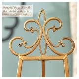 55" X 18"X 13.7" Metal Scroll Extra Large Free Standing Adjustable Display Stand Easel with Chain Support, Heavy Duty Easel for Sign, Wedding, Picture Frame, Mirror, Gold