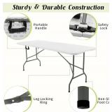 Retails for $109! 2 Pack 6 FT Folding Tables White Foldable Table, Fold-in-Half with Carrying Handle Portable Plastic Rectangular Table for Party, Dining, Wedding, Camping, Picnic, Indoor Outdoor Even