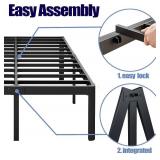 Hunlostten 12" High Queen Bed Frame No Box Spring Needed, Heavy Duty Metal Platform Bed Frame Queen Size with Round Corners, Easy Assembly, Noise Free, Black